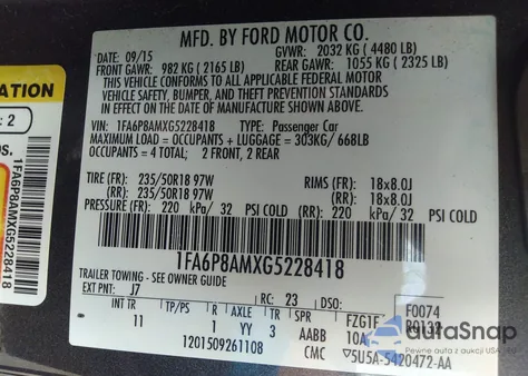 2016 Ford Mustang V6 from USA, damaged, VIN 1FA6P8AMXG5228418
